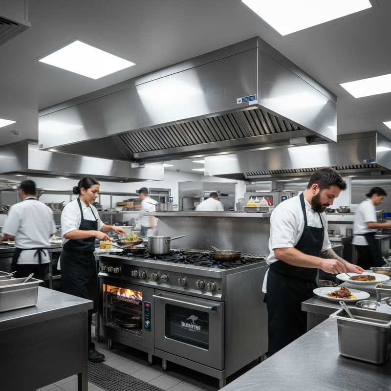 Restaurant kitchen equipment checklist — chefs working a fitted-out commercial hot line in an Australian restaurant kitchen