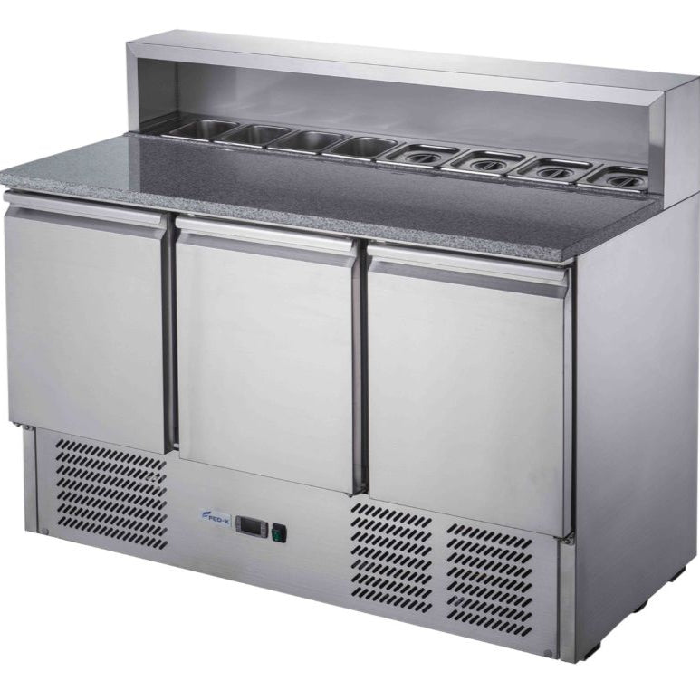 FED-X Three Door Salad Prep Fridge With Marble Top XGNS1300E