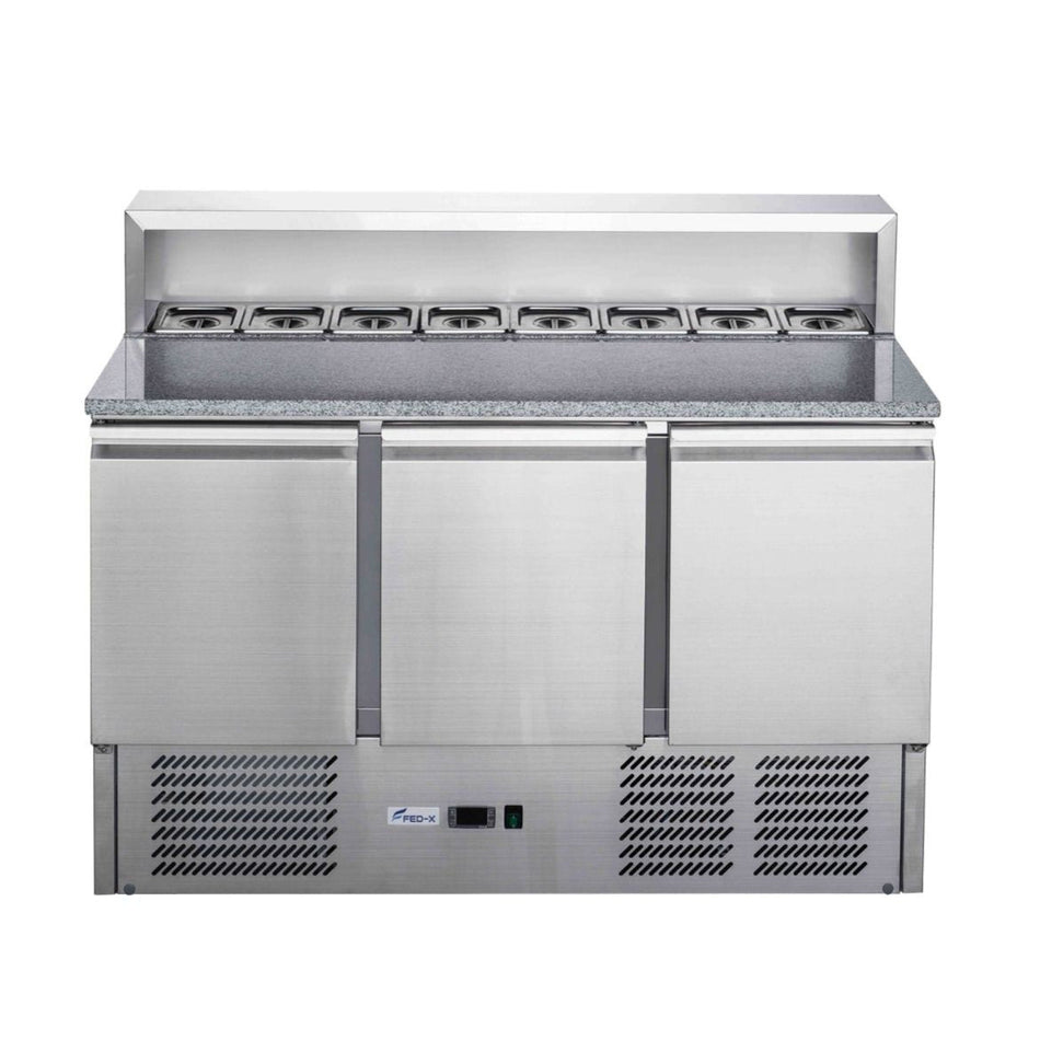 FED-X Three Door Salad Prep Fridge With Marble Top XGNS1300E