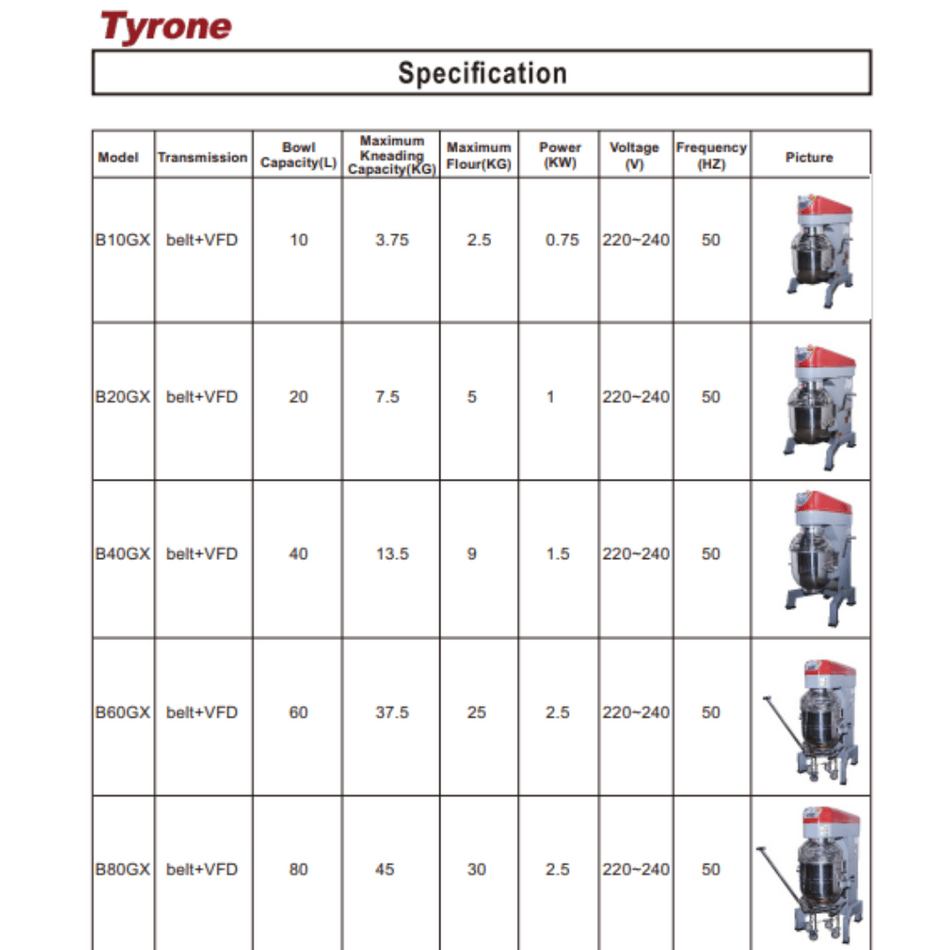 Tyron Heavey Duty Planetary Mixer 40L B40GX