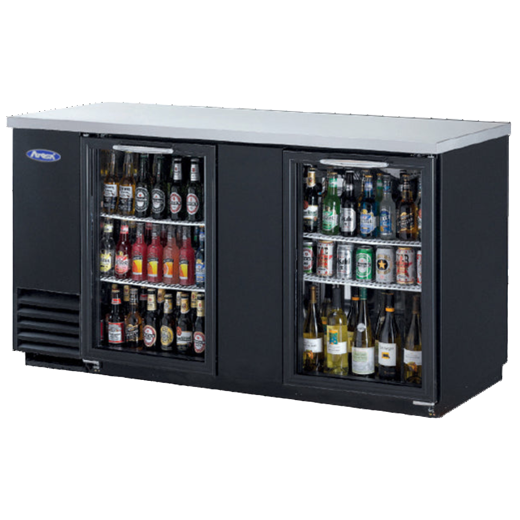 Atosa 2 Door Refrigerated Black Back Bar Cooler with Glass Door - MBB69-SM
