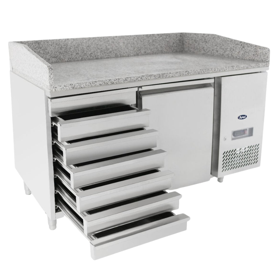 Atosa Single Door Refrigerated Pizza Table with Drawers EPF3490 - EPF3490-SM