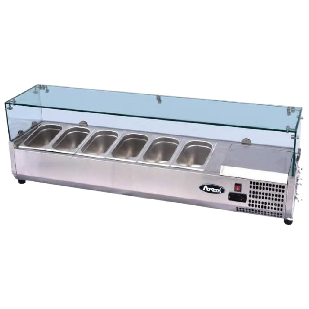 Atosa VRX GN1/3 x 6 Glass Salad Bench Countertop Prep Fridge 1500/380 ESL3884