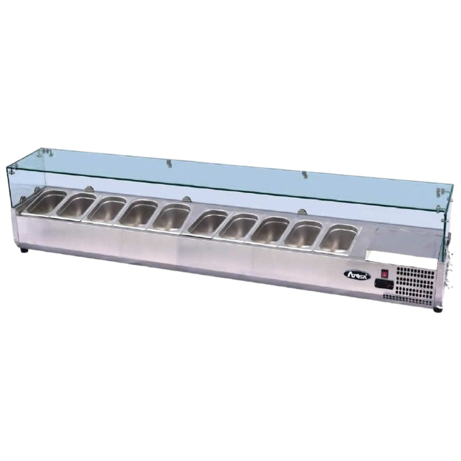 Atosa VRX GN1/3 x 9 Glass Salad Bench Countertop Prep Fridge 2000/380 ESL3890