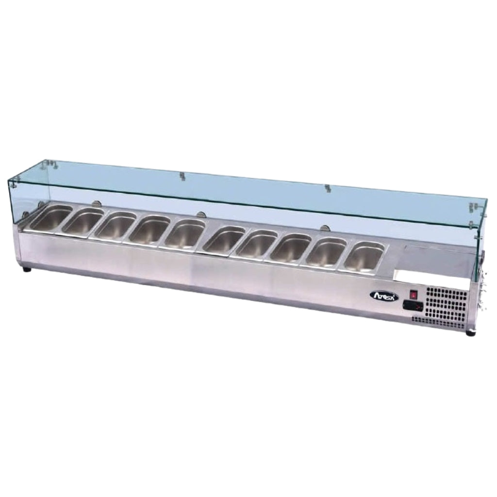 Atosa VRX GN1/4 x 10 Glass Salad Bench Countertop Prep Fridge 2000/330 ESL3889