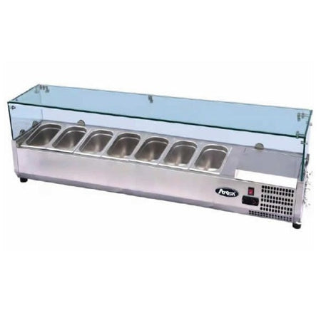 Atosa VRX GN1/4 x 8 Glass Salad Bench Countertop Prep Fridge 1800/330 ESL3887