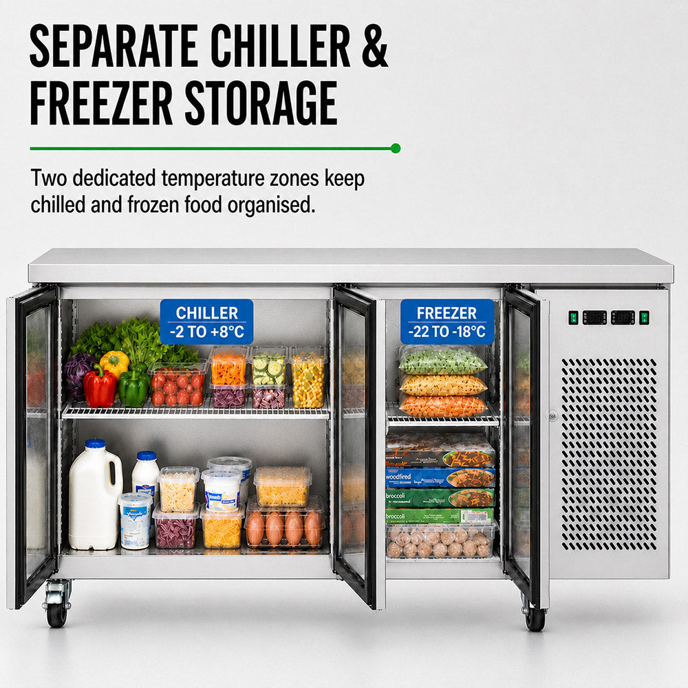 Thermaster Dual Temperature GN Counter Fridge Freezer 3 Door GN3100DT - view 5