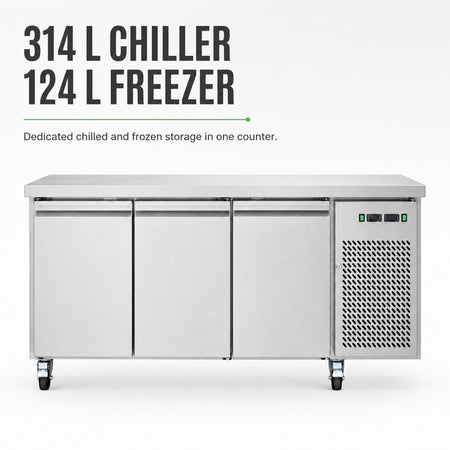 Thermaster Dual Temperature GN Counter Fridge Freezer 3 Door GN3100DT - capacity