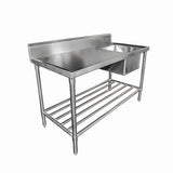 MixRite Sink Bench on the Right with Splashback with 450x450x300mm Sink Bowl
