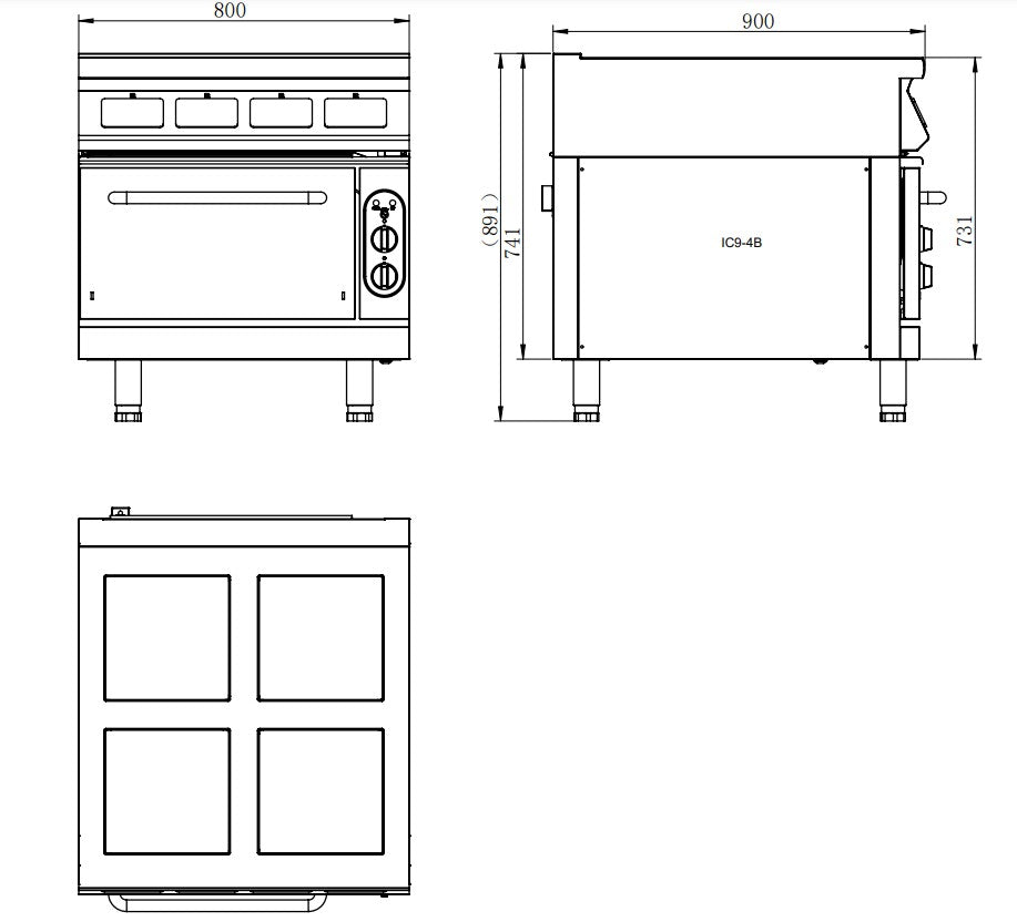 ElectMax induction 4 Burner Cooker with convection oven - IC9-4B