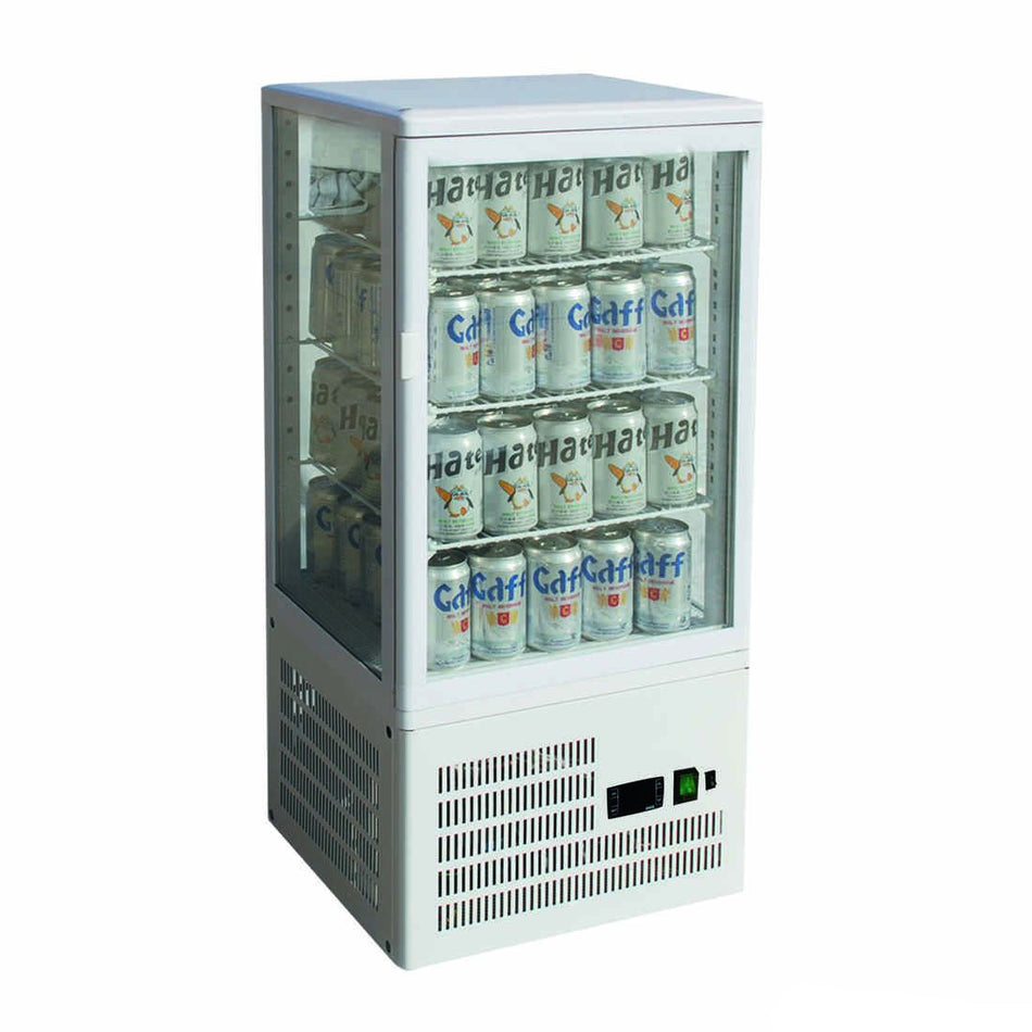 Thermaster Four-Sided Countertop Beverage Display Fridge White TCBD78W - Main Image