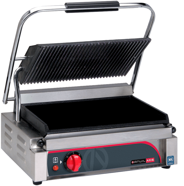 Anvil Panini Press Single Ribbed Top Flat Bottom - Commercial Kitchen Appliances