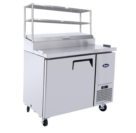 Atosa 1 Door Pizza Prep Table Fridge With Over Shelf 1117mm Wide MPF8201OS - Commercial Kitchen Appliances