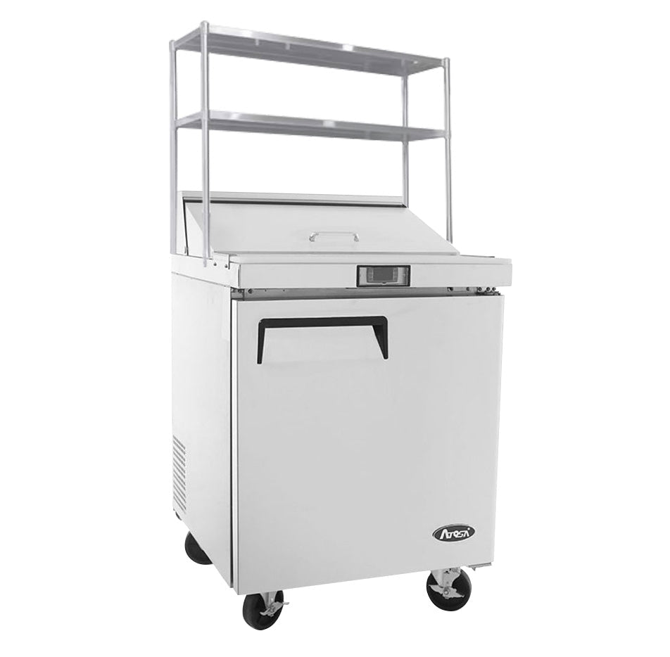 Atosa 1 Door Sandwich Prep Table Fridge With Over Shelf 698mm Wide MSF8301OS - Commercial Kitchen Appliances