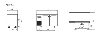 Atosa 1.2m Freezer Undercounter YPF9025 - Commercial Kitchen Appliances
