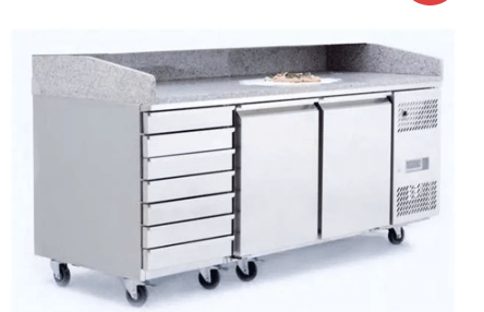 Atosa 2 Door Refrigerated Pizza Table With Drawers EPF3480 - Commercial Kitchen Appliances