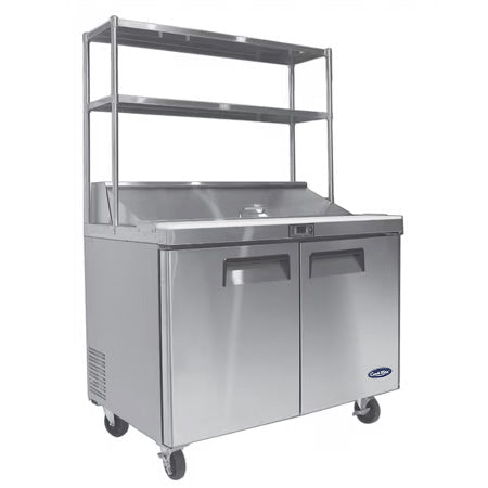 Atosa 2 Door Sandwich Prep Table Fridge With Over Shelf 1225mm Wide MSF8302OS - Commercial Kitchen Appliances