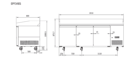 Atosa 3 Door Refrigerated Pizza Table EPF3485 - Commercial Kitchen Appliances
