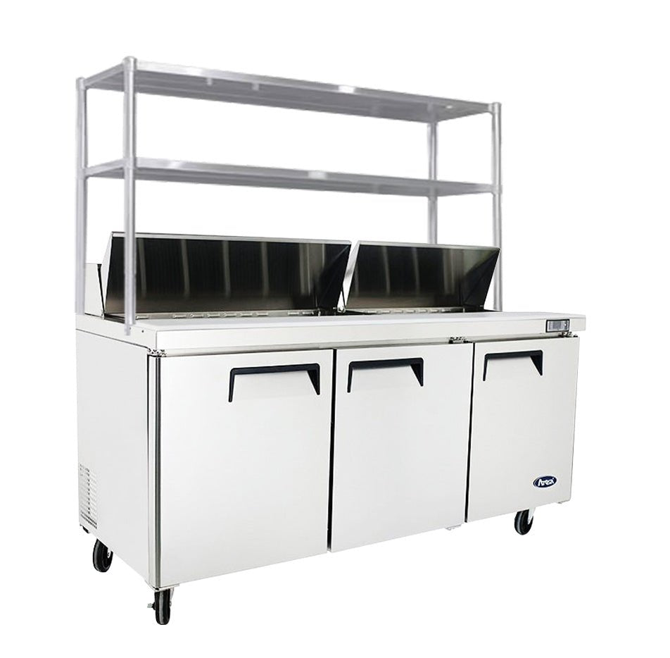 Atosa 3 Door Sandwich Prep Table Fridge With Over Shelf 1846mm Wide MSF8304OS - Commercial Kitchen Appliances