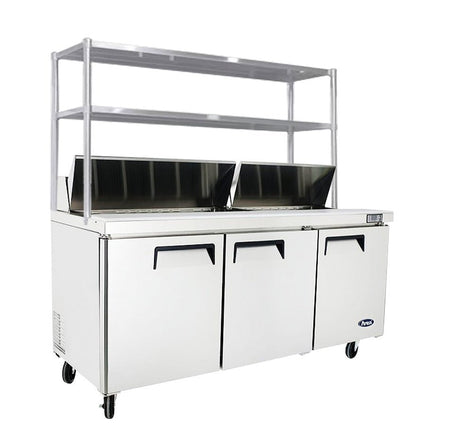 Atosa 3 Door Sandwich Prep Table Fridge With Over Shelf 1846mm Wide MSF8304OS - Commercial Kitchen Appliances