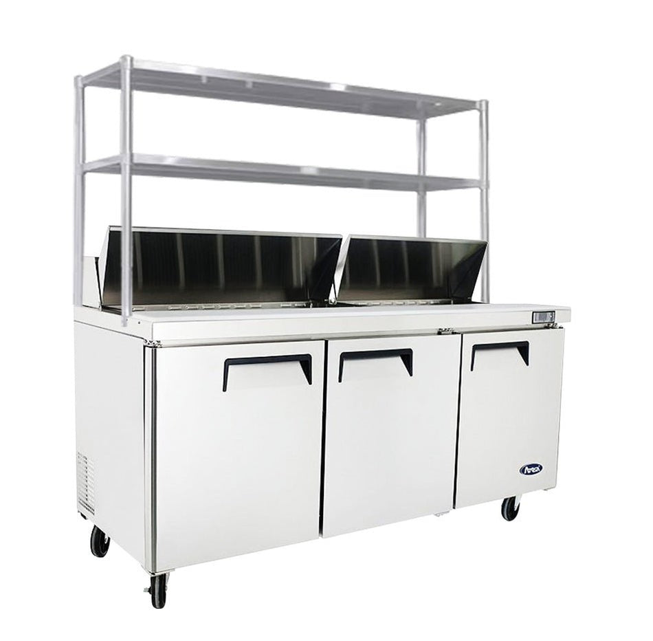 Atosa 3 Door Sandwich Prep Table Fridge With Over Shelf 1846mm Wide MSF8304OS - Commercial Kitchen Appliances