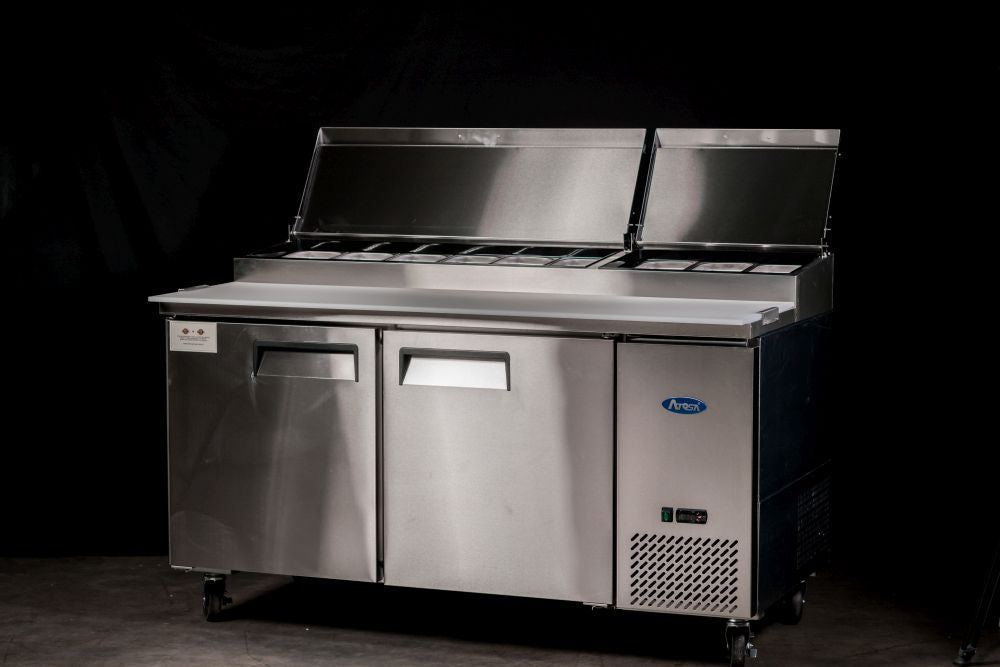 Atosa Double Door Pizza Prep Table Refrigerator MPF8202 - Commercial Kitchen Appliances