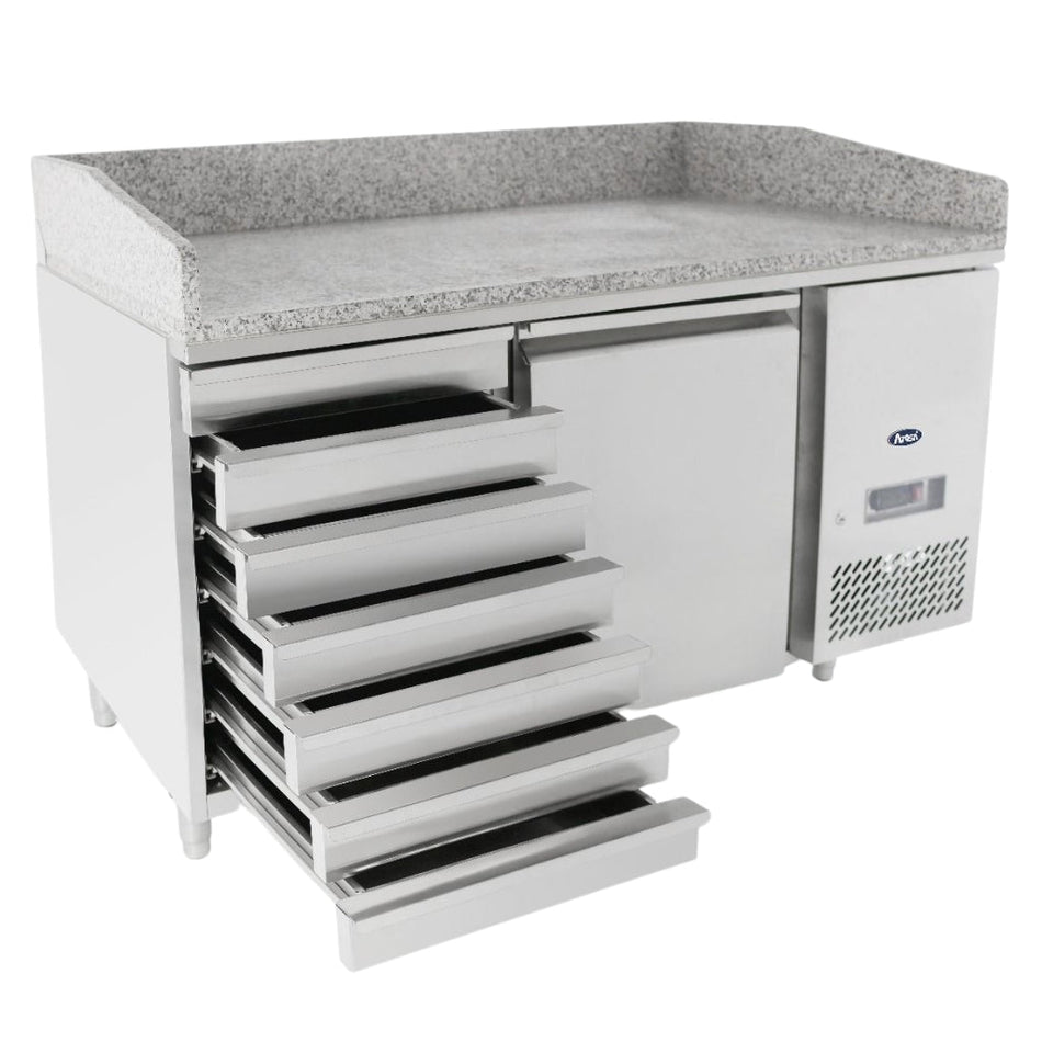 Atosa Single Door Refrigerated Pizza Table with Drawers EPF3490 - Commercial Kitchen Appliances