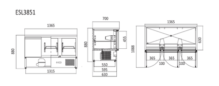 Atosa Three Doors Table Saladette ESL3851 - Commercial Kitchen Appliances
