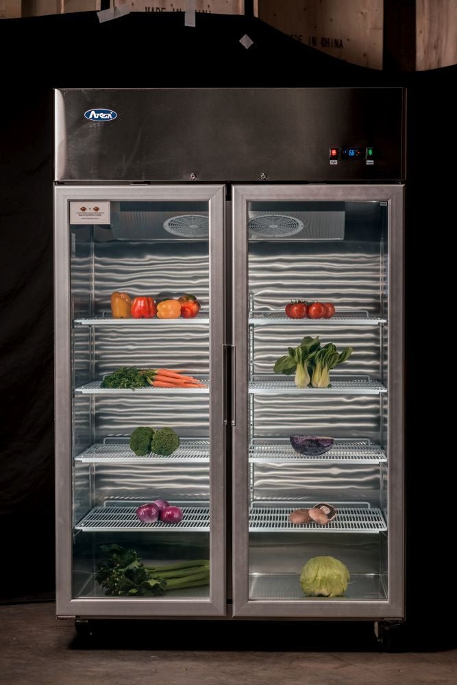 Atosa Top Mounted Double Glass Door Freezer MCF8602 - Commercial Kitchen Appliances