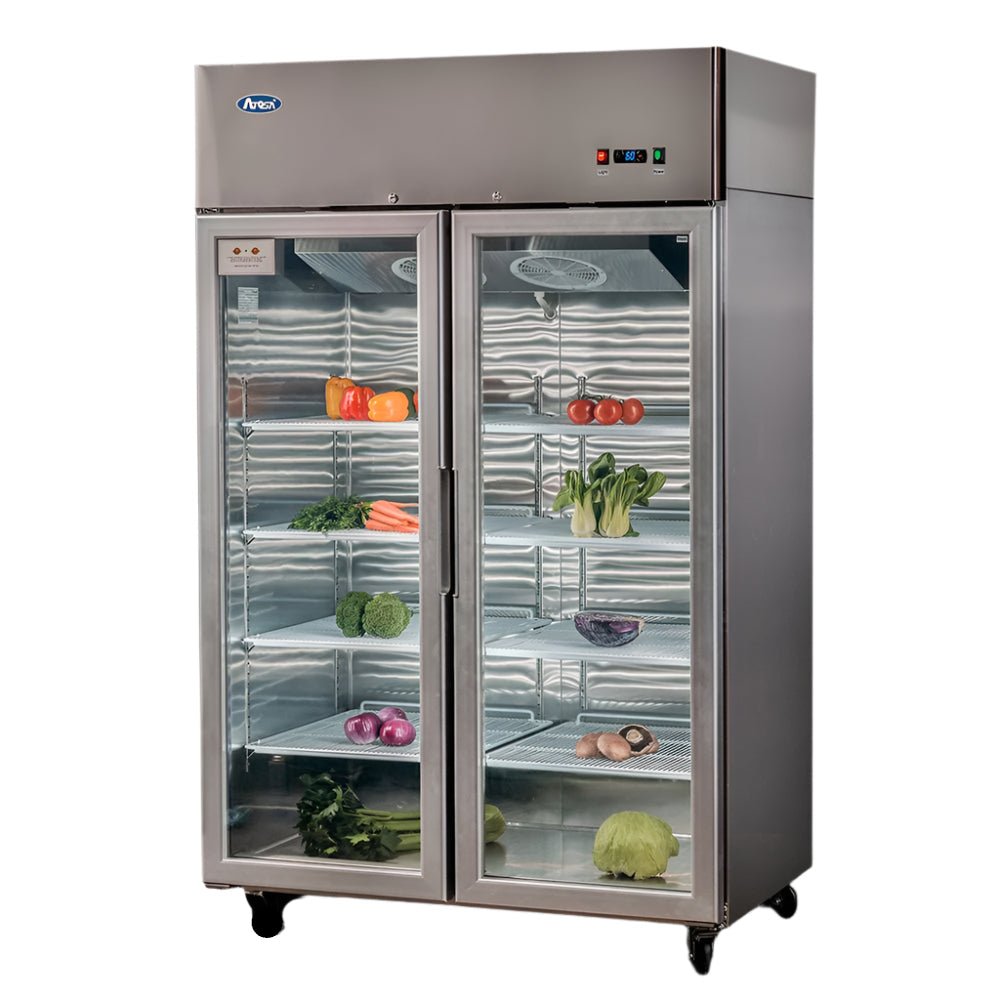 Atosa Top Mounted Double Glass Door Freezer MCF8602 - Commercial Kitchen Appliances