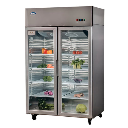 Atosa Top Mounted Double Glass Door Freezer MCF8602 - Commercial Kitchen Appliances