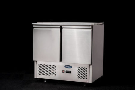 Atosa ESL3800 saladette — interior with white Epoxy shelves and SS rails