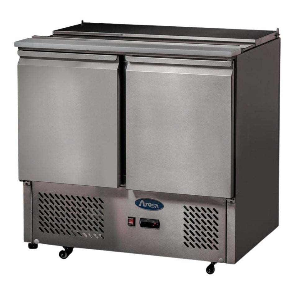 Atosa ESL3800 2-door saladette — front view with sliding lid closed