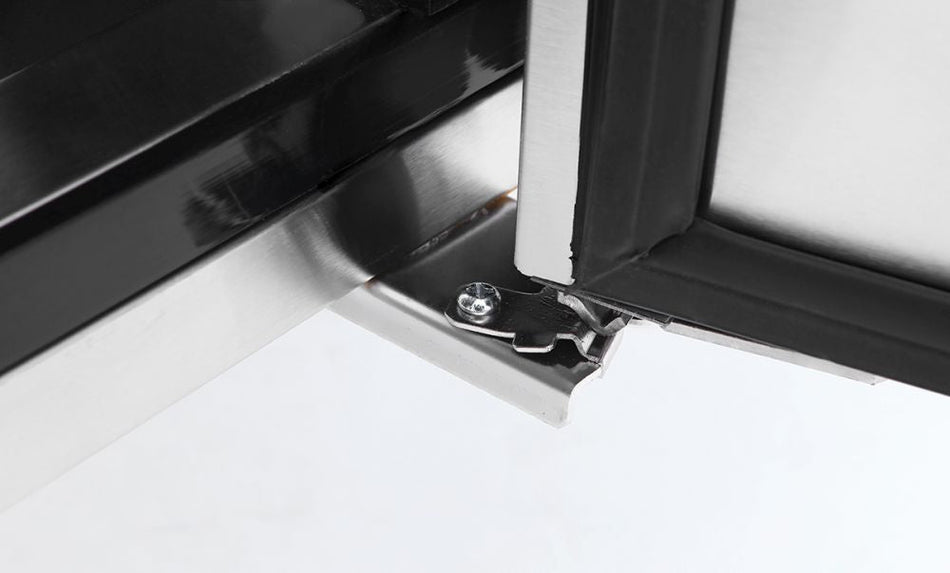 Atosa ESL3800 saladette — sliding lid open showing GN insert wells