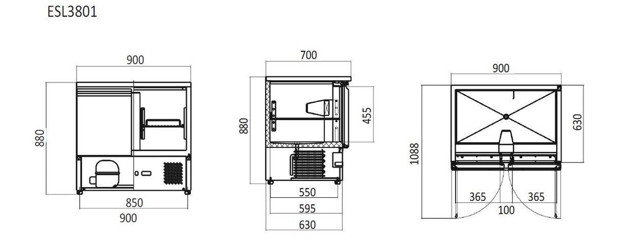 Atosa Two Doors Table Saladette ESL3801 - Commercial Kitchen Appliances