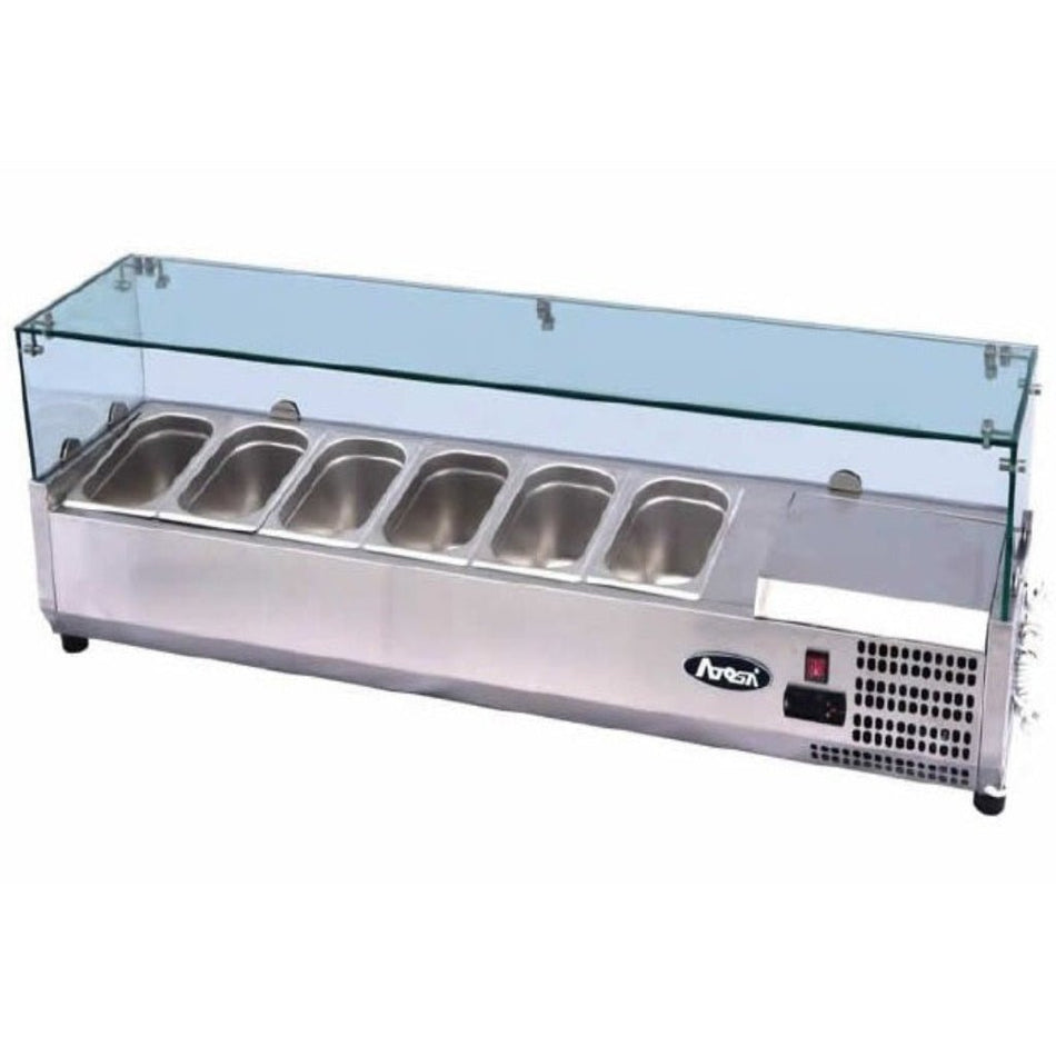 Atosa VRX GN1/3 x 6 Glass Salad Bench Countertop Prep Fridge 1400/380 ESL3882 - Commercial Kitchen Appliances