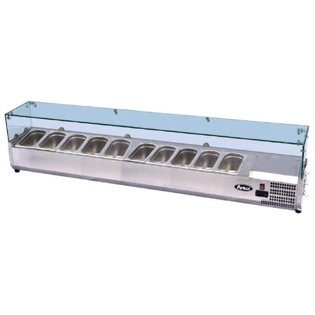 Atosa VRX GN1/4 x 10 Glass Salad Bench Countertop Prep Fridge 2000/330 ESL3889 - Commercial Kitchen Appliances