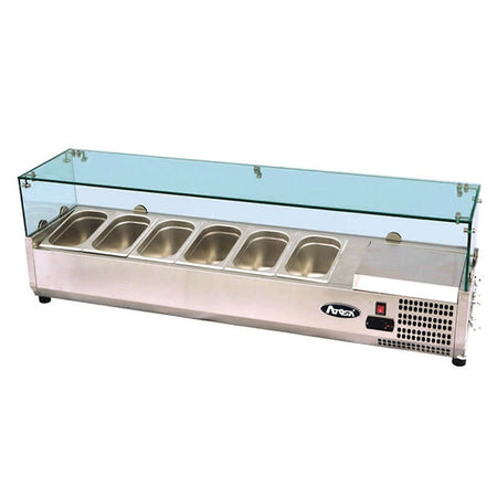 Atosa VRX GN1/4 x 5 Glass Salad Bench Countertop Prep Fridge 1200/330 ESL3880 - Commercial Kitchen Appliances