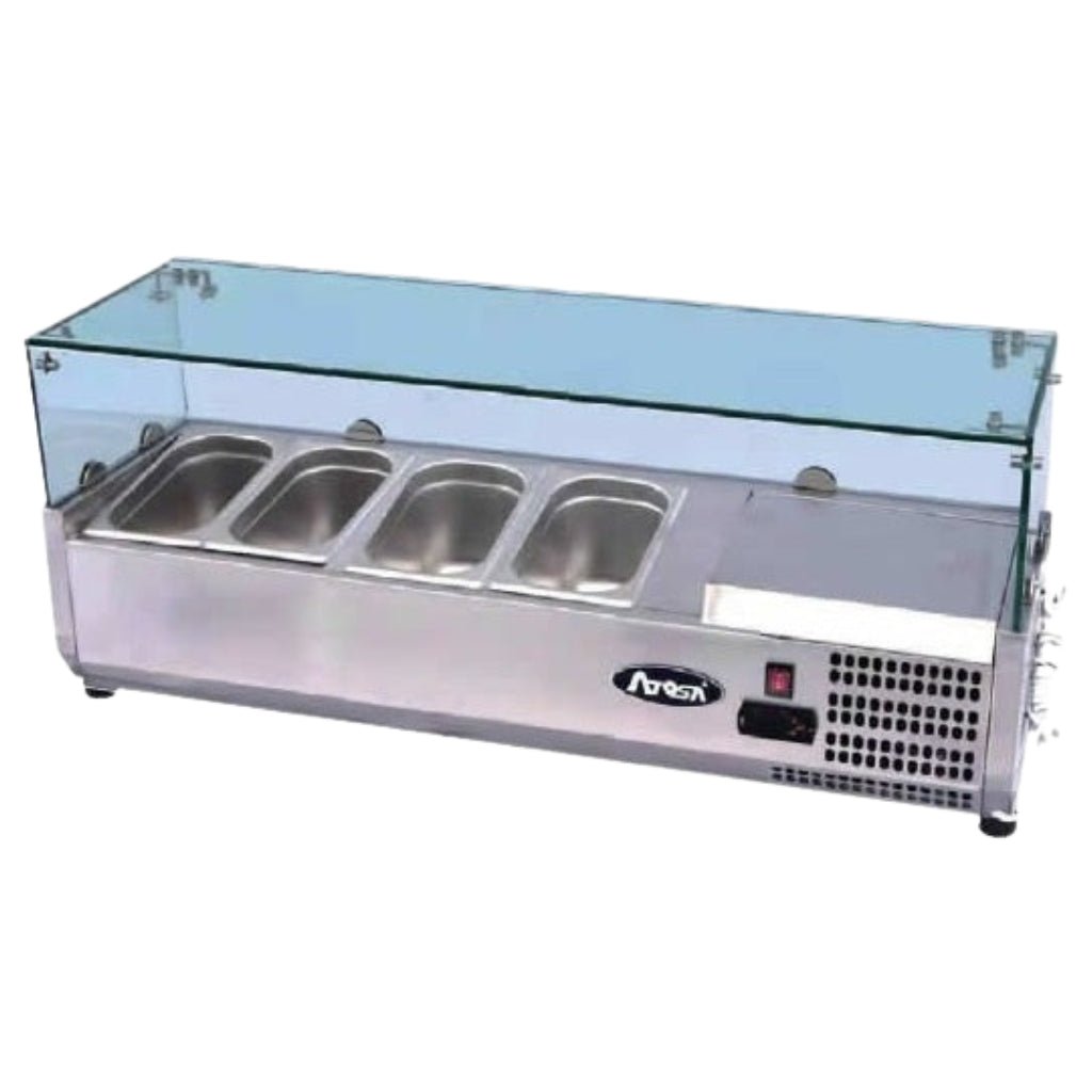 Atosa VRX GN1/4 x 5 Glass Salad Bench Countertop Prep Fridge 1200/330 ESL3880 - Commercial Kitchen Appliances