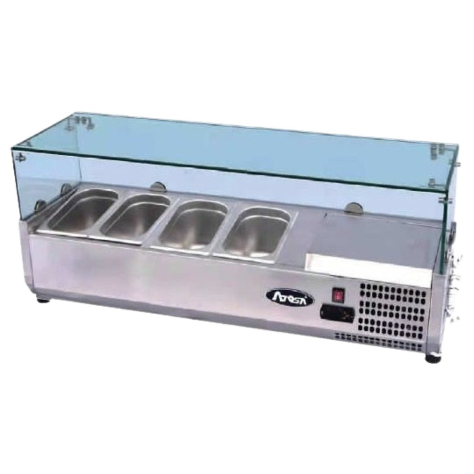 Atosa VRX GN1/4 x 5 Glass Salad Bench Countertop Prep Fridge 1200/330 ESL3880 - Commercial Kitchen Appliances