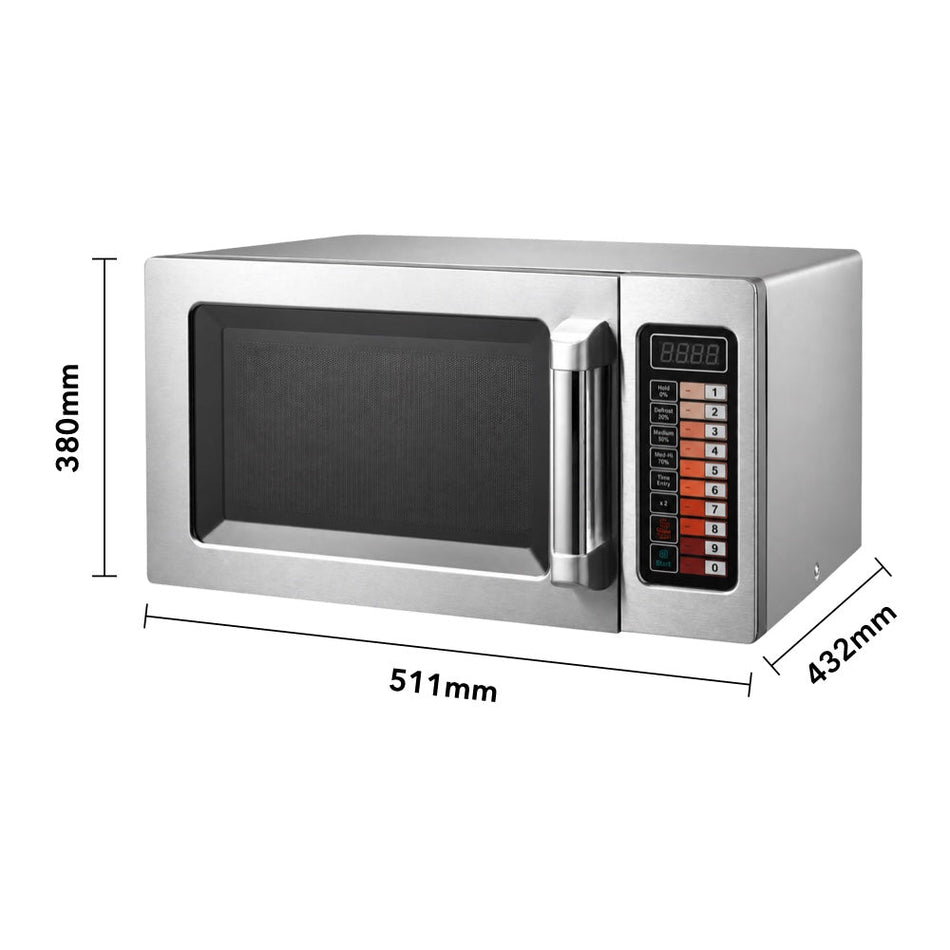 Benchstar 25L Commercial Microwave Oven 1000W Stainless Steel - MD-1000L - Commercial Kitchen Appliances