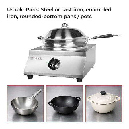 Benchstar Ceramic Induction Wok W/ Stainless Steel Body IW500 - Commercial Kitchen Appliances
