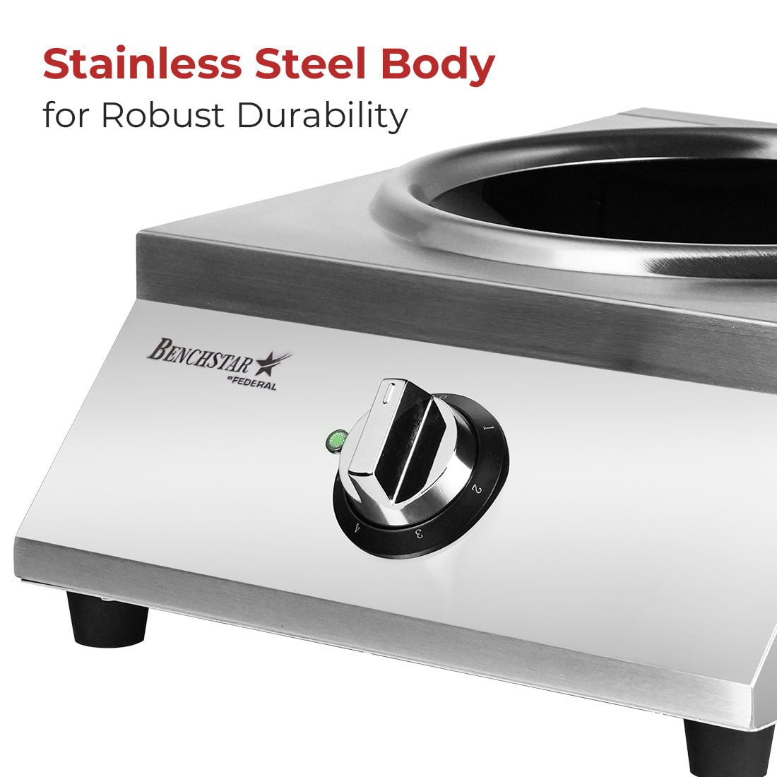 Benchstar Ceramic Induction Wok W/ Stainless Steel Body IW500 - Commercial Kitchen Appliances
