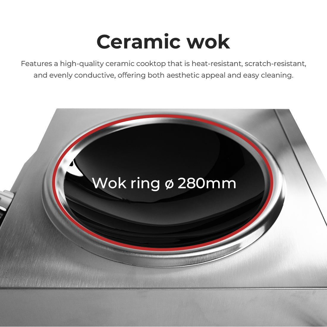 Benchstar Ceramic Induction Wok W/ Stainless Steel Body IW500 - Commercial Kitchen Appliances