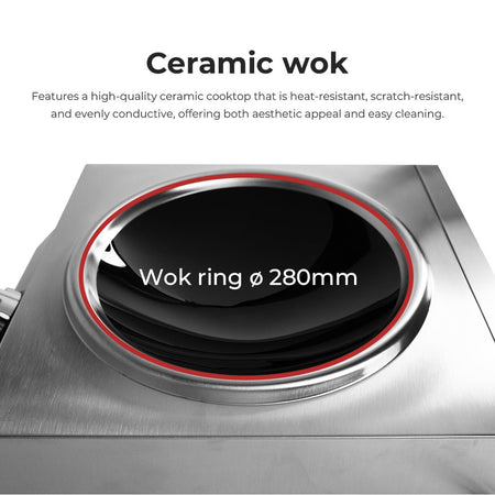 Benchstar Ceramic Induction Wok W/ Stainless Steel Body IW500 - Commercial Kitchen Appliances