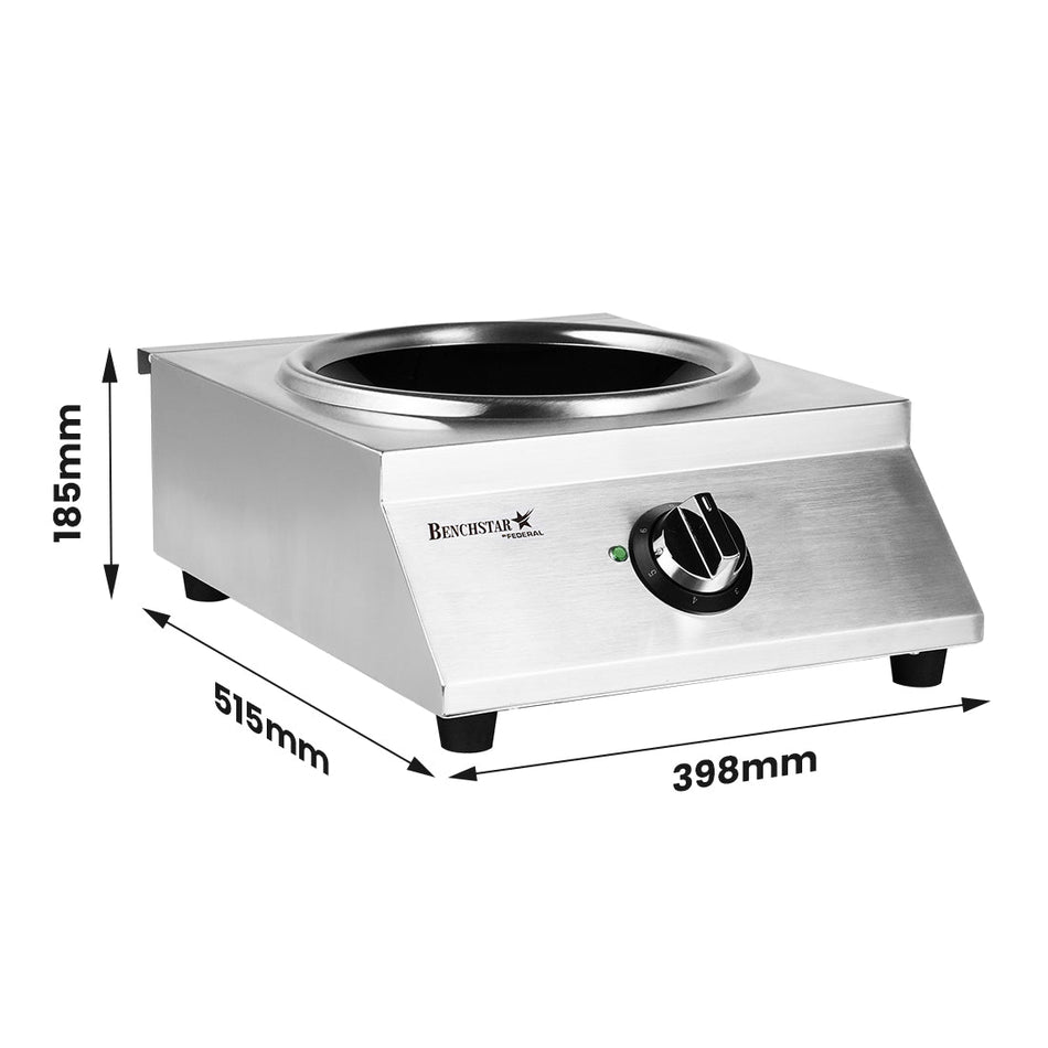 Benchstar Ceramic Induction Wok W/ Stainless Steel Body IW500 - Commercial Kitchen Appliances
