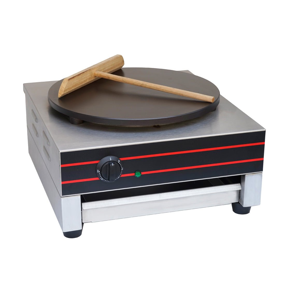 Benchstar DE-1E commercial crepe maker — front view with 400mm plate