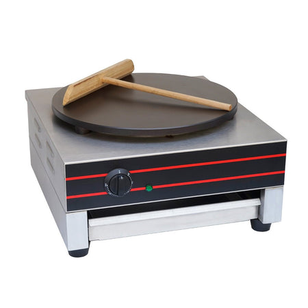 Benchstar DE-1E commercial crepe maker — front view with 400mm plate