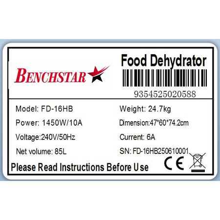 Benchstar Food Dehydrator with 16 trays – FD-16HB - Commercial Kitchen Appliances