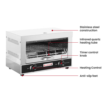 Benchstar Single Infrared Quartz Element Salamander Griller Toaster And Timer QT-1 - Commercial Kitchen Appliances